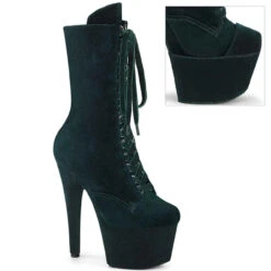 PLEASER ADORE-1045VEL, 7" Velvet Ankle Boots -PL Boots Shop adore 1045vel emgn 97674.1689225337