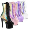 PLEASER ADORE-1047, Holographic Side Panel Ankle Boots