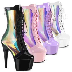 PLEASER ADORE-1047, Holographic Side Panel Ankle Boots