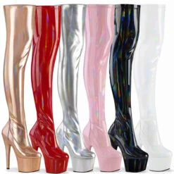 Pleaser | Adore-3000HWR, 7" Thigh High Hologram Boots