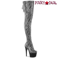 PLEASER ADORE-3008SP-BT, Snake Print Thigh High Boots -PL Boots Shop adore 3008sp bt gybb 88509.1703700216