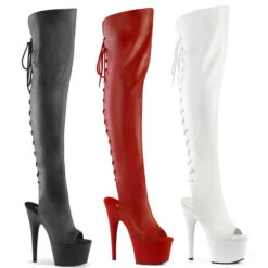 Pleaser | Adore-3019, 7 Inch Open Back Thigh High Boots