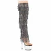 PLEASER ADORE-3019C-RSF, 7" Fringe Rhinestones Over The Knee Boots -PL Boots Shop adore 3019c rsfcbc 58383.1714756515