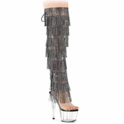 PLEASER ADORE-3019C-RSF, 7" Fringe Rhinestones Over The Knee Boots