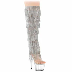 PLEASER ADORE-3019C-RSF, 7" Fringe Rhinestones Over The Knee Boots -PL Boots Shop adore 3019c rsfcsc 17729.1714756521
