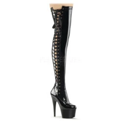 Pleaser | Adore-3050, 7 Inch Thigh High Boots With Ribbon Lace