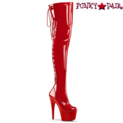 Pleaser | ADORE-3063, 7 Inch Thigh High Boots With Rear Lace Up -PL Boots Shop adore 3063 r 45110.1676008313