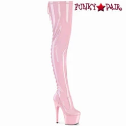 PLEASER ADORE-3850, 7" Heel Platform Back Lace-up Thigh High Boots -PL Boots Shop adore 3850 bp 65669.1703745274