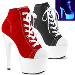 PLEASER Adore-700SK-02, 7" Heel Platform Canvas Ankle Boots
