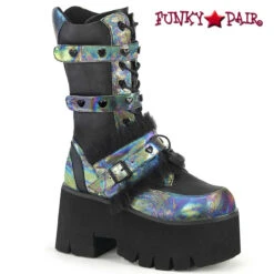 Demonia | ASHES-120, Chunky Platform Heart Lace Up Boots -PL Boots Shop ashes 120 bvlgn 22302.1637295890