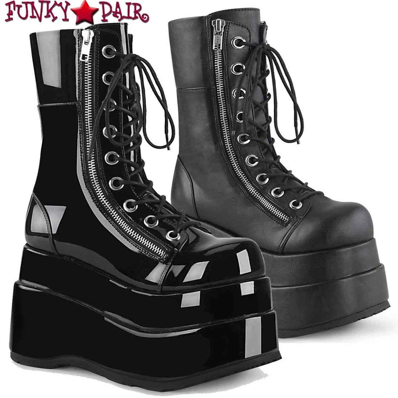 Demonia | Bear-265 Women's Platform Lace-up Mid Calf Boots 4 Demonia | Bear-265 Women's Platform Lace-up Mid Calf Boots - Image 2