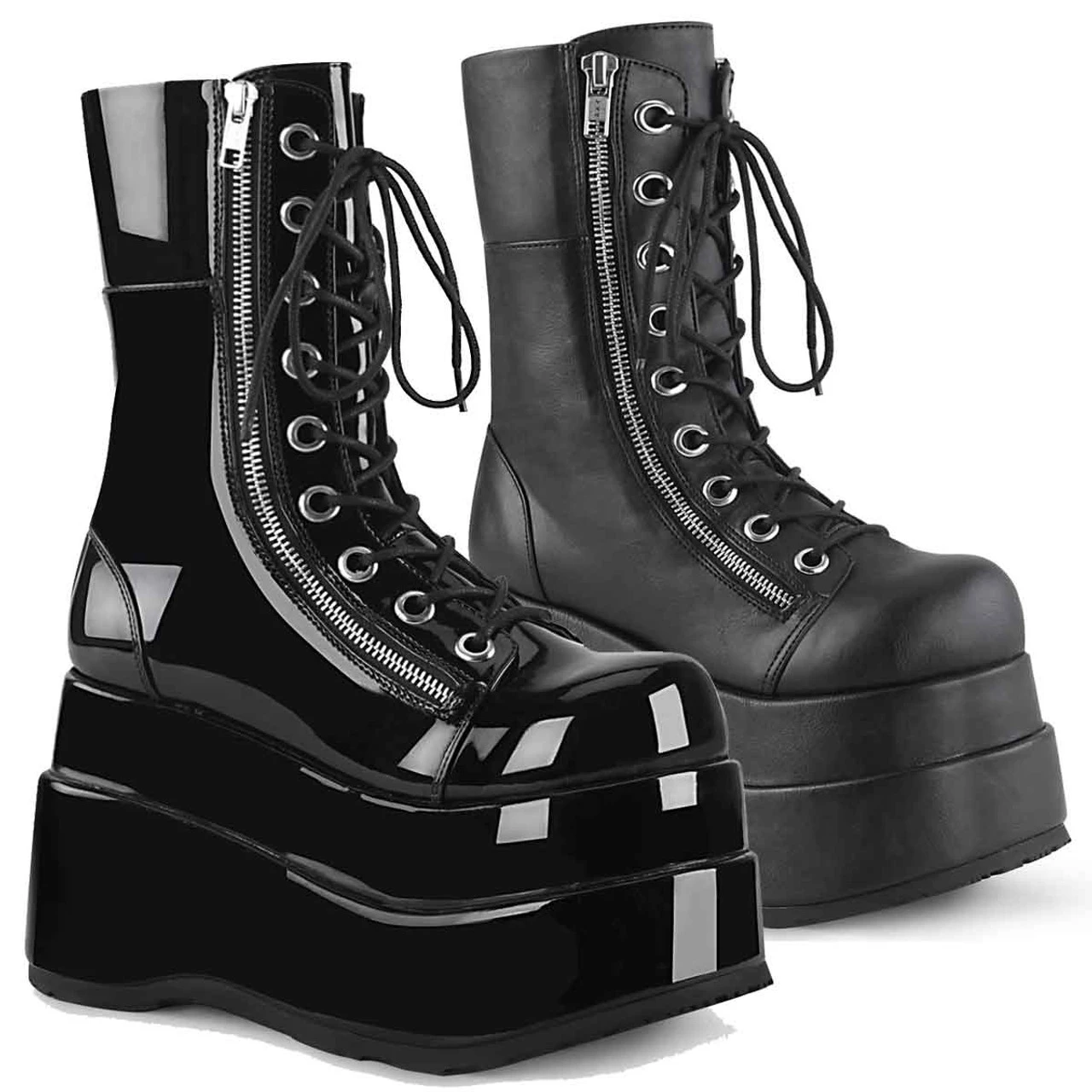 Demonia | Bear-265 Women's Platform Lace-up Mid Calf Boots 3 Demonia | Bear-265 Women's Platform Lace-up Mid Calf Boots