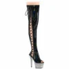 PLEASER BEJEWELED-3052HG-7, Rhinestones Platform Side Lace-up Thigh High Boots -PL Boots Shop bejeweled 3052hg 7 bhgsrs 56110.1714756841
