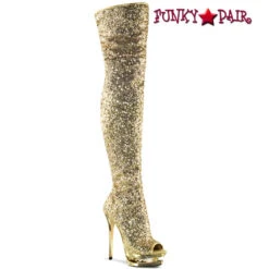 Pleaser | Blondie-R-3011, 6 Inch Thigh High Sequin Boots -PL Boots Shop blondie r3011 gsq 36583.1595100601