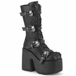 Demonia | CAMEL-115, 5 Inch Chunky Heel Lace-up Mid-Calf Boots