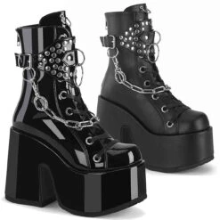 Demonia | Camel-65, Mid-Calf Boots With Chain And Studs