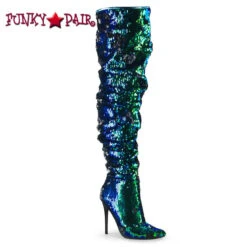 Pleaser | Courtly-3011, 5 Inch Slouchy Over The Knee Boots -PL Boots Shop courtly 3011 grnsq 56825.1595101475