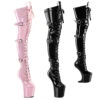 PLEASER CRAZE-3028, 8" Heelless Thigh High Boots With Buckles -PL Boots Shop craze 3028 52207.1715556003