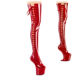 PLEASER CRAZE-3050, 8" Heelless Thigh High Boots Platform Side Lace -PL Boots Shop craze 3050 r 74291.1715555751