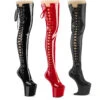 PLEASER CRAZE-3050, 8" Heelless Thigh High Boots Platform Side Lace -PL Boots Shop craze 3050 13463.1715555728