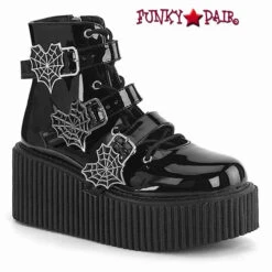 CREEPER-260, Creeper Boots With Heart Web Strap By Demonia -PL Boots Shop creeper 260 b 77311.1661573931