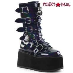 Demonia | Damned-225 Women's Goth Buckle Straps Studded Boots -PL Boots Shop damned 225 bhg 44578.1637699516