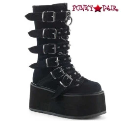 Demonia | Damned-225 Women's Goth Buckle Straps Studded Boots -PL Boots Shop damned 225 bvel 17837.1637699516