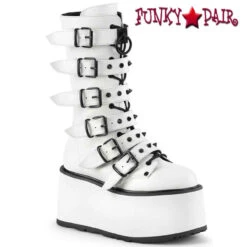 Demonia | Damned-225 Women's Goth Buckle Straps Studded Boots -PL Boots Shop damned 225 wvl 16907.1643316694