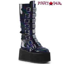Demonia | Damned-318 Buckle Straps Knee High Boots W/Chrome Plated -PL Boots Shop damned 318 bhg 54250.1628746627