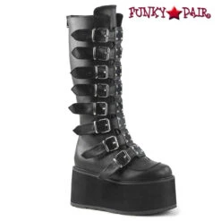 Demonia | Damned-318 Buckle Straps Knee High Boots W/Chrome Plated -PL Boots Shop damned 318 bvl 11155.1628746627