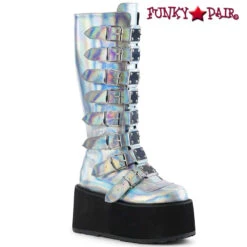 Demonia | Damned-318 Buckle Straps Knee High Boots W/Chrome Plated -PL Boots Shop damned 318 shg 22512.1628746627