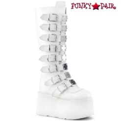 Demonia | Damned-318 Buckle Straps Knee High Boots W/Chrome Plated -PL Boots Shop damned 318 wvl 86464.1628746627