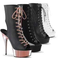 Pleaser | Delight-1016, 6 Inch Heel Open Toe/Back Ankle Boots