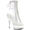 PLEASER Delight-1018C-2RS, 6" Clear Lace-up Rhinestones Ankle Boots -PL Boots Shop delight 1018c 2rs crsc 28927.1689224010