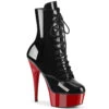 DELIGHT-1020R, Black/Red Two Tone Ankle Boots By Pleaser