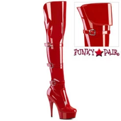 PLEASER DELIGHT-3018, 6" Thigh High Boots With Triple Strap -PL Boots Shop delight 3018 r 84088.1711354247