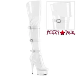 PLEASER DELIGHT-3018, 6" Thigh High Boots With Triple Strap -PL Boots Shop delight 3018 w 70687.1695098684