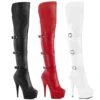 PLEASER DELIGHT-3018FX, 6" Thigh High Faux Leather Boots With Triple Strap -PL Boots Shop delight 3018FX 85849.1707432779
