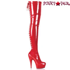 Pleaser | DELIGHT-3063, 6 Inch Rear Lace-Up Thigh High Boots -PL Boots Shop delight 3063 r 41182.1594871994
