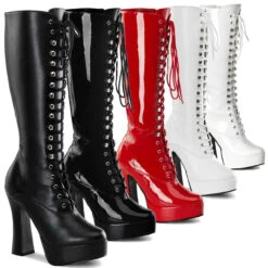 Pleaser | ELECTRA-2020, 5 Inch Knee High Lace-Up Boots