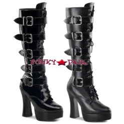 Pleaser | ELECTRA-2042 Buckle Platform Knee High Boots -PL Boots Shop electra 2042 FP 50239.1568155420