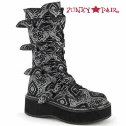 Demonia | Emily-322, Bat Buckles Mid Calf Boots -PL Boots Shop emily 322 snbvl 42275.1631035810