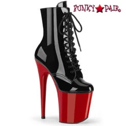 PLEASER Flamingo-1020TT, 8 Inch Lace Up Two Tone Ankle Boots -PL Boots Shop flamingo 1020 br 27080.1680884356