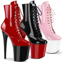 PLEASER Flamingo-1020TT, 8 Inch Lace Up Two Tone Ankle Boots