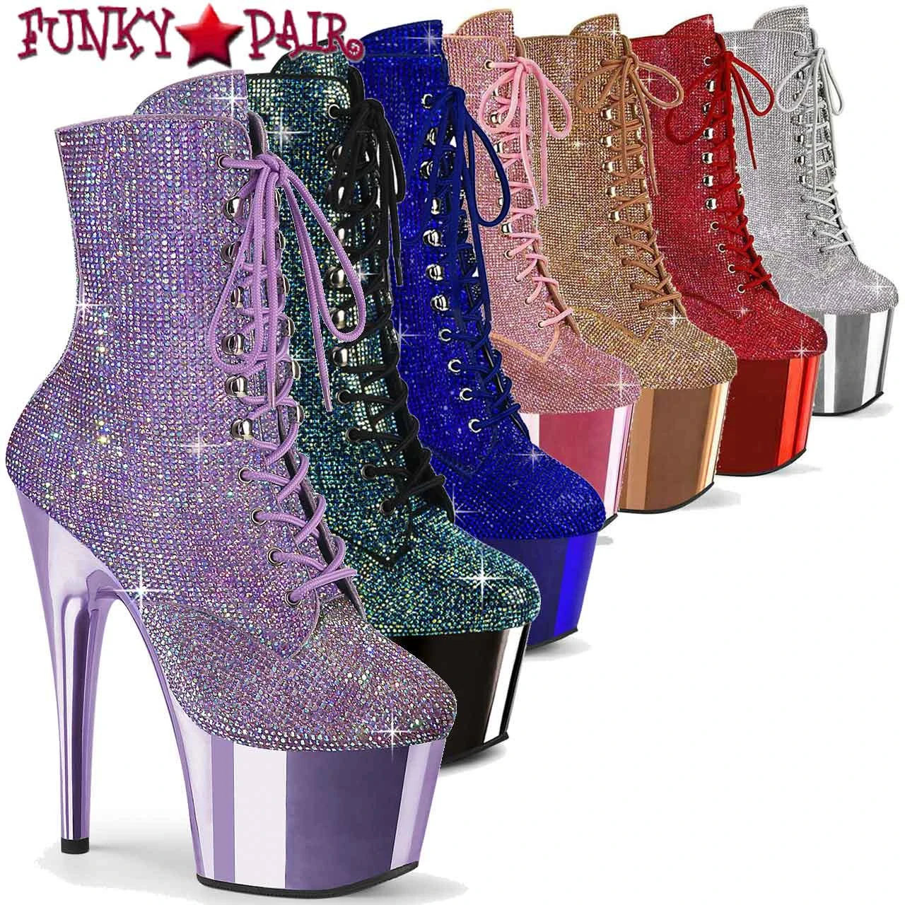 Pleaser | Adore-1020CHRS, 7" Rhinestones Ankle Boots 4 Pleaser | Adore-1020CHRS, 7" Rhinestones Ankle Boots - Image 2