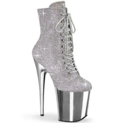Flamingo-1020CHRS, 8" Chrome Rhinestones Ankle Boots By Pleaser -PL Boots Shop flamingo 1020chrs ssch 27470.1647032665