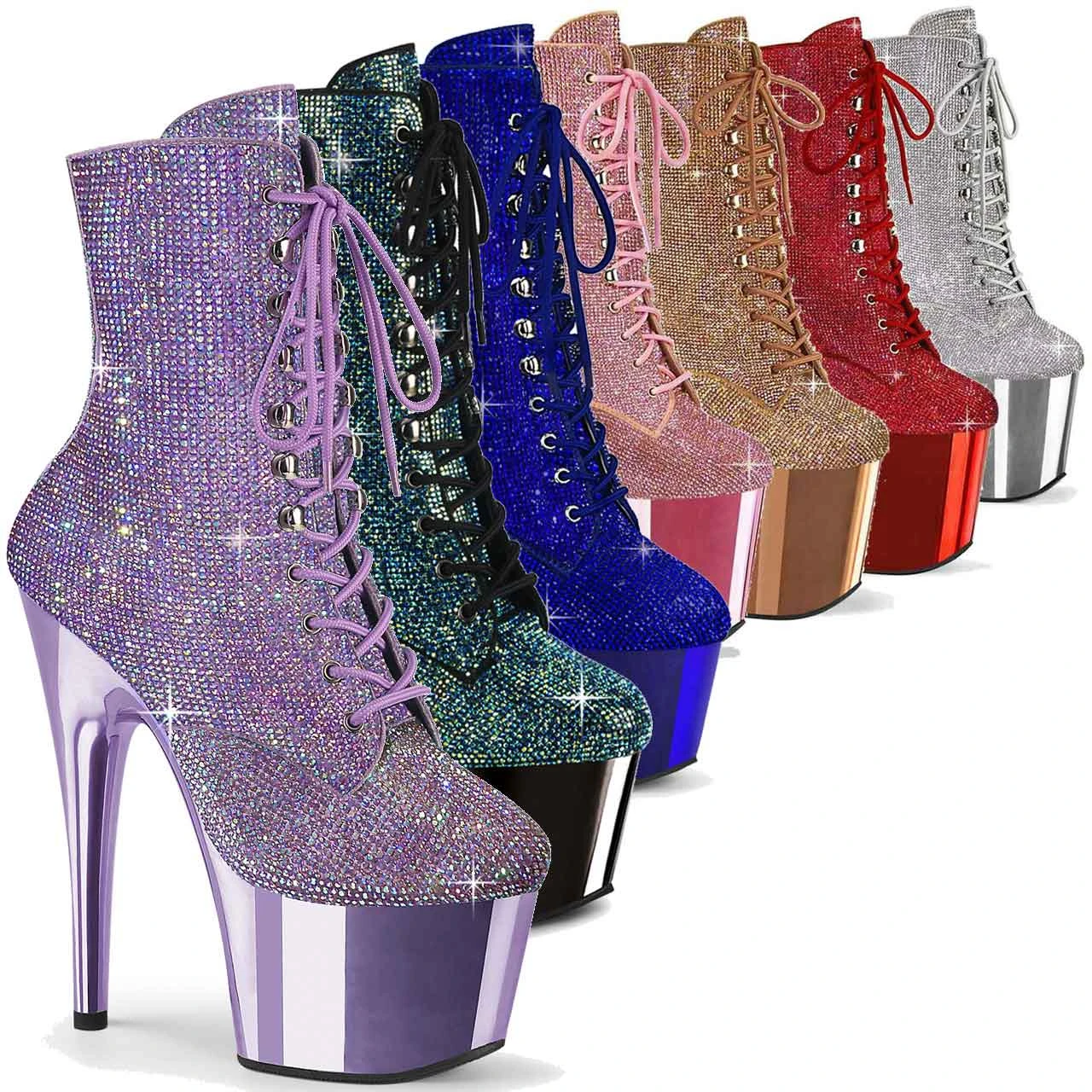 Pleaser | Adore-1020CHRS, 7" Rhinestones Ankle Boots 3 Pleaser | Adore-1020CHRS, 7" Rhinestones Ankle Boots
