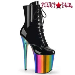 Pleaser | FLAMINGO-1020RC, 8" Rainbow Chrome Platform Boots -PL Boots Shop flamingo 1020rc brbowch FP 89016.1643317219