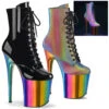 Pleaser | FLAMINGO-1020RC, 8" Rainbow Chrome Platform Boots -PL Boots Shop flamingo 1020rc 99681.1643317219