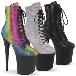 Pleaser | FLAMINGO-1020RS, 8 Inch Rhinestones Ankle Boots CLEARANCE